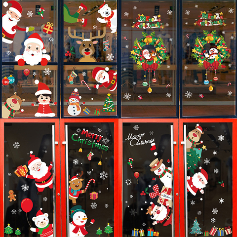 Merry Christmas Wall Stickers Window Glass Stickers Christmas Decorations For Home Christmas Ornaments New Year 2022 Decor Noel ► Photo 1/6