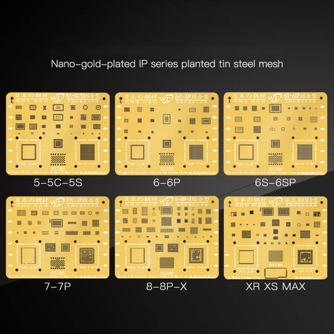 WL Nano Gold BGA Reballing Stencil 0.12mm Tin Mesh Solder Template For Phone XSMAX XS XR X 8 8P 7P 7 6P 6 5 5S CPU IC Repair ► Photo 1/6