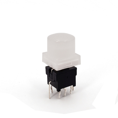 TS6-A Series Round Top 10mm Cap With LED 6+2 Pin DPDT Latching Lock Type PCB Mount Mini Push Button Switch ► Photo 1/6