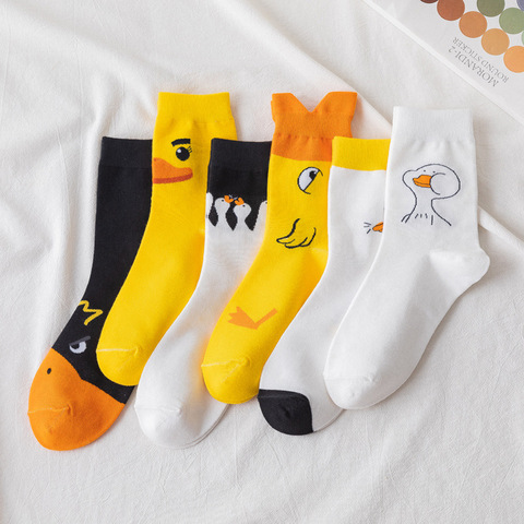 2022 Spring and Summer Instagram New Cartoon Duck Animal Women's Socks 1 Pair Chick Cute Girl's Cotton Woman Socks Eu 35-43 Size ► Photo 1/6