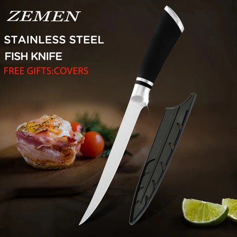 ZEMEN Fish Cleaver Kitchen Knife Fillet Osteotome Boning Knives High Carbon Stainless Steel Chef's Cooking Accessories Cleaver ► Photo 1/6