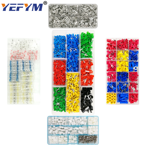 YWFYM tube insulating crimp terminals insulating ring terminals plug tab 2.8 4.8 6.3 terminator connector block 9 kinds box set ► Photo 1/6