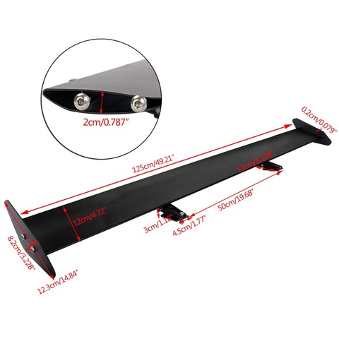 2022 49.21'' 125cm Tuning Universal Light Weight Aluminum Rear Car Hatchback Trunk GT Wing Racing Spoiler Black Drill The Hole ► Photo 1/4