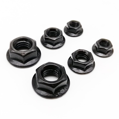 2/10pcs M3 M4 M5 M6 M8 M10 M12 Black 304 Stainless Steel Metric Threaded Hex Head Serrated Spinlock Flange Nut Locknut DIN6923 ► Photo 1/6