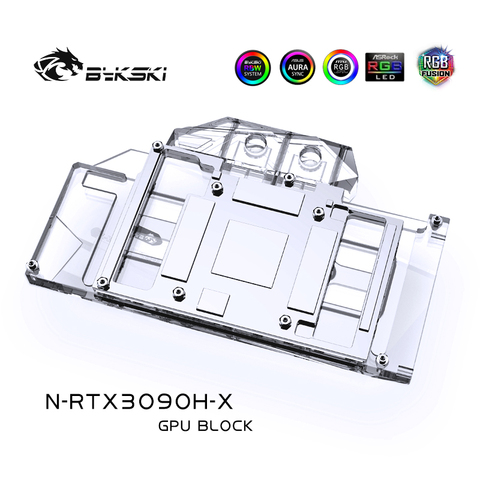 Bykski Water Block use for NVIIDIA RTX 3090 /3080 Reference Edition GPU Card / Full Cover Copper Radiator Block /A-RGB / RGB ► Photo 1/6