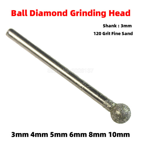 1Pcs Diamond Grind Needle Head Cutter Jade Carve Precision Engrave Rotary Spherical Burr Round Ball Burrs Grinding Tool ► Photo 1/4