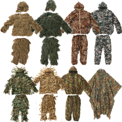 Tactical Camouflage Clothing 3D Withered Grass Ghillie Suit 5 PCS Sniper  Military Hunting Suit Army Hunting Clothes Birding Suit