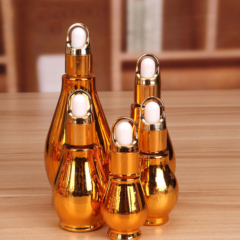 Dropper Bottle Gold Glass 10ml-100ml Reagent Eye Dropper Lageniform Aromatherapy Liquid Pipette Essential Oil Refillable Bottle ► Photo 1/5