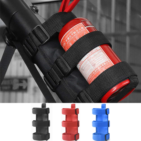 Adjustable Extinguisher Mount Strap Oxford Cloth Car Roll Bar Fire Extinguisher Holder Belt for Jeep Wrangler TJ JK JL 1997-2022 ► Photo 1/6