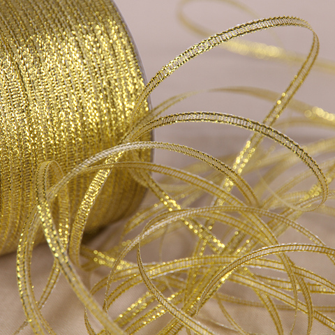 25Yards 6mm Silver Gold Glitter Silk Satin Ribbon Party Home Wedding Decoration Gift Wrapping Christmas Halloween DIY Material ► Photo 1/6