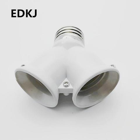 1Pcs White Color Fireproof Material Converter Socket Conversion Light Bulb Base E27 To 2 E27 Lamp Holder Converter ► Photo 1/5