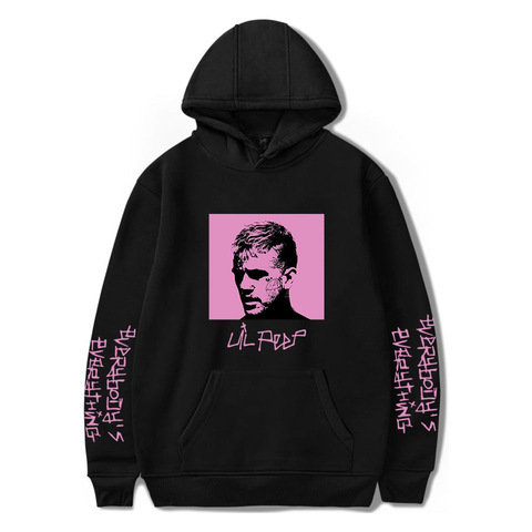 New Lil Peep Black Hoodies Rap Hiphop LilPeep Couple Sweatshirt Harajuku Streetwear Hip Hop Pullover Hooded Jacket Plus Size ► Photo 1/6