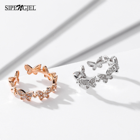Fashion Rose Gold Dancing Butterfly Rings Insect Open Adjustable Butterfly Finger Rings For Women Girls Jewellery 2022 ► Photo 1/6