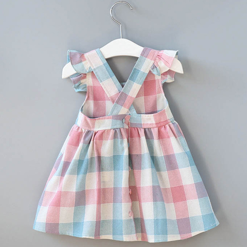 2022 New Summer Girls' Dress Korean Strap Plaid Casual Sleeveless Party Princess Dress Cute Children's Baby Kids Girls Clothing ► Photo 1/6