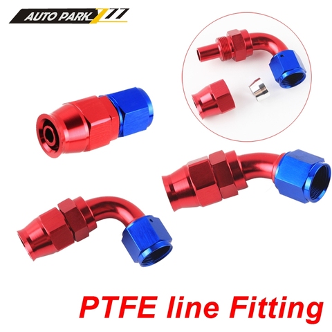 PTEF AN6 8 10 straight 45 90 DEGREE REUSABLE SWIVEL PTFE HOSE END FITTING ► Photo 1/6