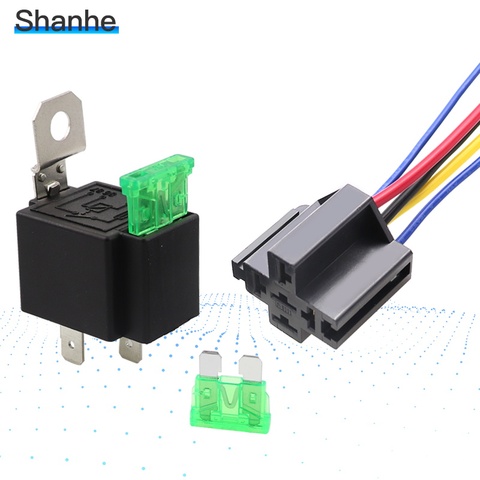 30A DC12V Pre Wired 4 Pin Relay Mounting Base Auto Relay Socket Holder With 2pcs 30A Medium Fuse ► Photo 1/6