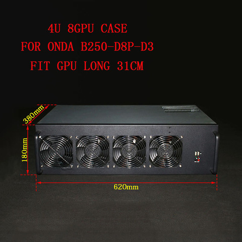 PC Server Case USB Miner Rack ETH/ETC/ZEC/Monero XMR Mining Rig 8 GPU Frame For Onda B250-D8P-D3 8 Card 4U Chassis ► Photo 1/6