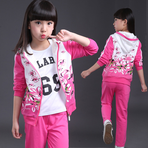 Autumn Fashion Girls Clothes Jacket Floral Kids Hoodies+Pants Tracksuit for Girls Sport Suit 2 Pcs Set Children's Clothing ► Photo 1/1