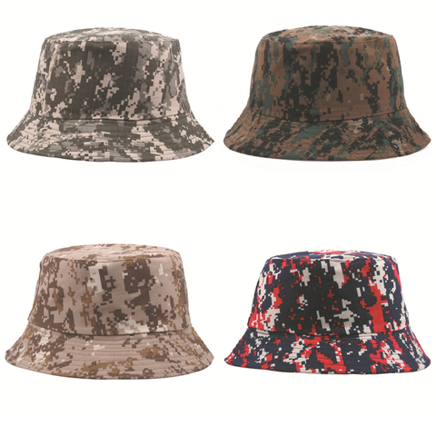 Camouflage Style Men Women Couple Fisherman Bucket Hat Caps Summer Autumn Spring Double Layer Fabric Hats Panama Beach Fishing ► Photo 1/6