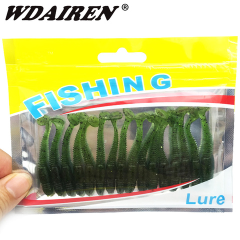 16pcs/Lot Fishing Smell With Salt Worm Soft Lures 5cm 1g Bass Jig