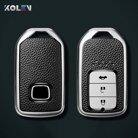 Leather+TPU Car Remote Key Cover Case Shell For Honda Civic City Accord CRV CR-V XR-V Odyssey Vezel Jade Crider Fit Accessories ► Photo 1/6