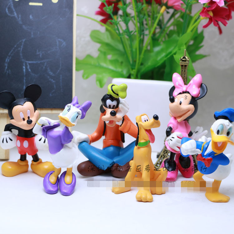 Micky Mouse Minnie Goofy Pluto Donald Duck 6 PCS Action Figure Cake Topper Toys 