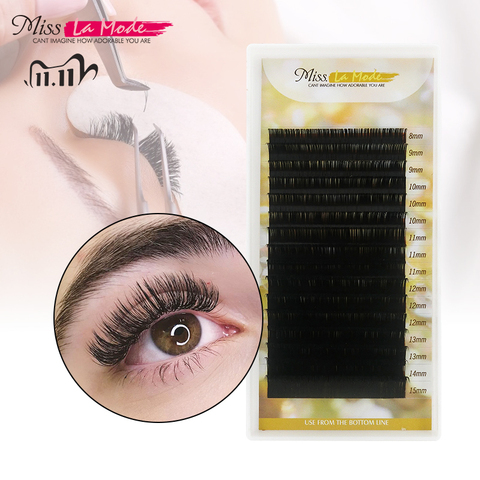 Misslamode all size mink eyelashes 8-15mm mix individual eyelashes 16rows russian volume eyelashes extension ► Photo 1/6