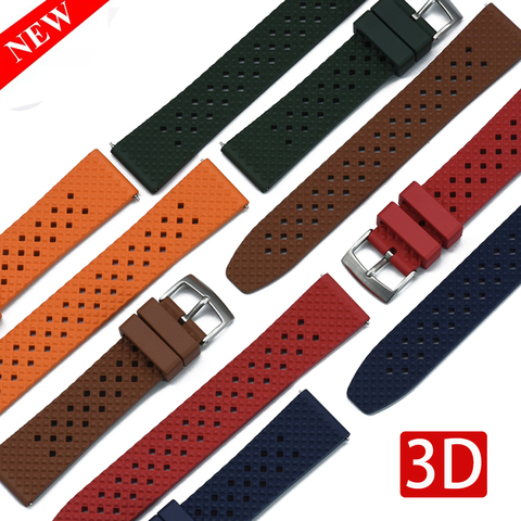 New Designed Honeycomb Fluorine Rubber Strap 18mm 20mm 22mm Quick Release Watchbands For Seiko SRP777J1 Replacement Wristband ► Photo 1/6