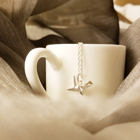 3D Geometric Origami Crane Necklace Paper Pendants for Women & Teen Gift Charm Jewelry Silver-plated Choker Crane 18''+2'' ► Photo 1/5