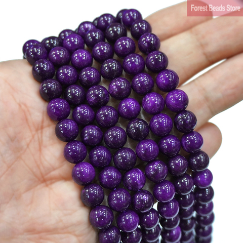 Natural Stone Beads Purple Chalcedony Jade Round Beads for Jewelry Making Diy Charms Bracelet Necklace 15