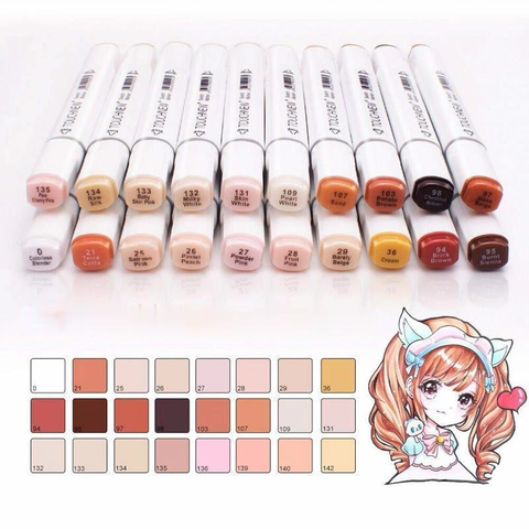 Touchnew Skin Color Marker Tones Set Art Markers Pen Artist Dual Headed Alcohol Based Manga Brush Pen for Coloring ► Photo 1/6