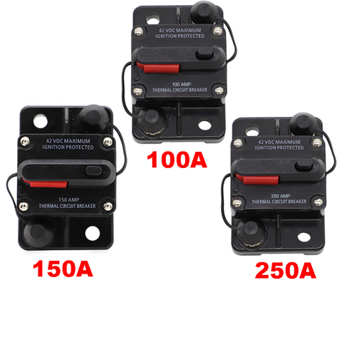 100A 150A 250A AMP Circuit Breaker Fuse Reset 12-48V for DC Car Boat Auto electric motor Waterproof 100 150 250 Amper holds ► Photo 1/5