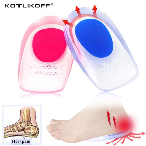 KOTLIKOFF Soft Silicone Gel Insoles for heel spurs pain Foot cushion Foot Massager Care Half Heel Insole Pad Height Increase ► Photo 1/6