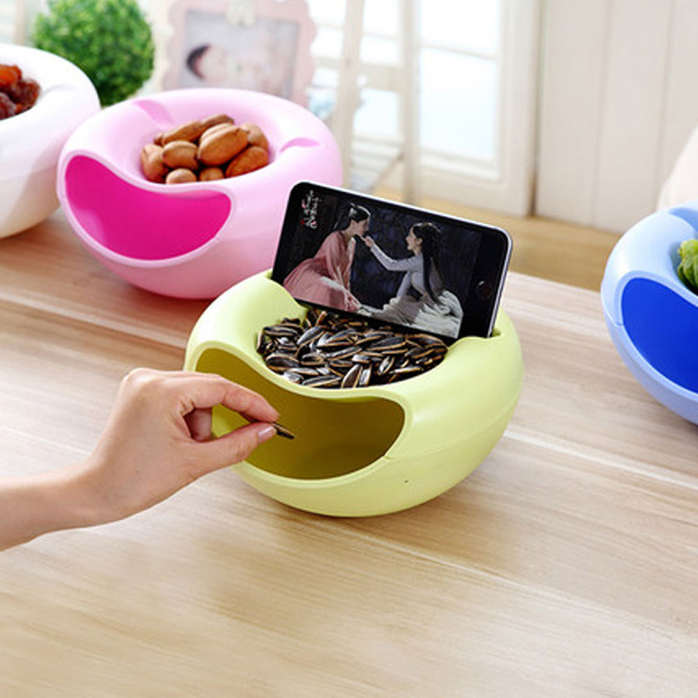 Modern Living Room Creative Shape Lazy Snack Bowl Plastic Double Layers Snack 