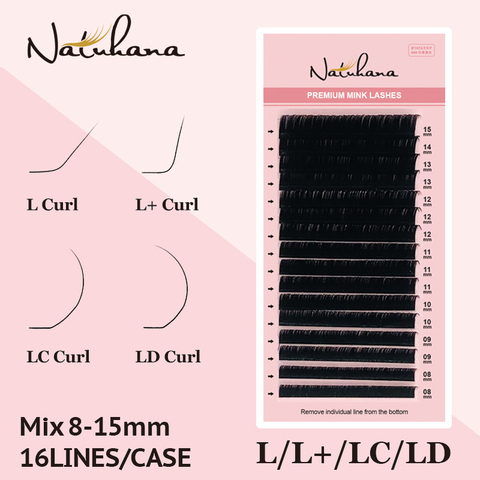 NATUHANA L/L+/LC/LD/LU(M) curl False Eyelash Extension 8-15Mix Matt Black PBT Mink Eyelashes for Grafting L Shaped Makeup Lashes ► Photo 1/6