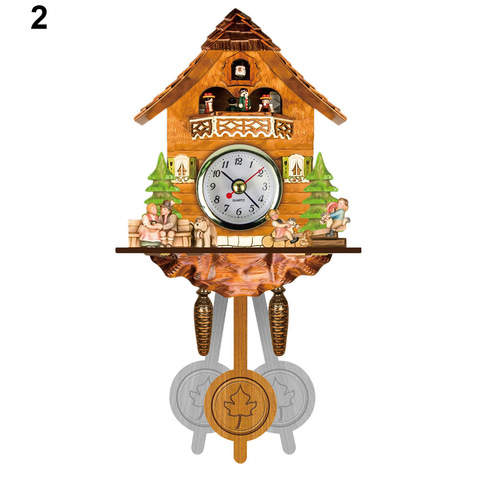 Wooden Cuckoo Wall Clock Bird Time Bell Swing Alarm Watch Home Art Decor UD88 ► Photo 1/4