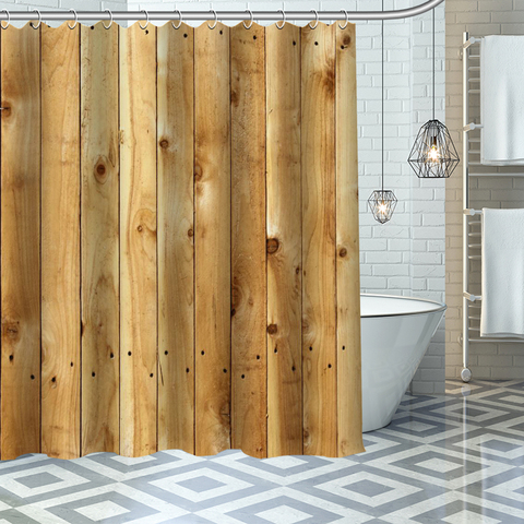 Custom High Quality Old Wood Shower Curtain Waterproof Bathroom Polyester Fabric Bathroom Curtain With Hooks ► Photo 1/6
