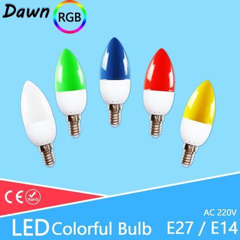 Led Bulb E27 E14 3W G45 C35 RGB Led candle Light LED Lamp Colorful SMD 2835 AC 220V 240V Flashlight Globe Bulbs Home Decor for h ► Photo 1/6
