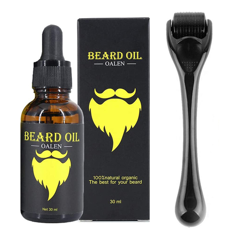 Men Beard Growth Kit for Facial Hair Growth Beard Nourishing Growth Essential Oil Beard Derma Roller to Help You Grow a Beard ► Photo 1/6