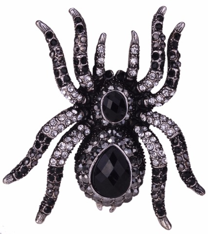 YACQ Spider Stretch Ring Scarf Clasp Halloween Party Gothic Jewelry Gifts Charms Women Girls Antique Silver Black Dropshipping ► Photo 1/6