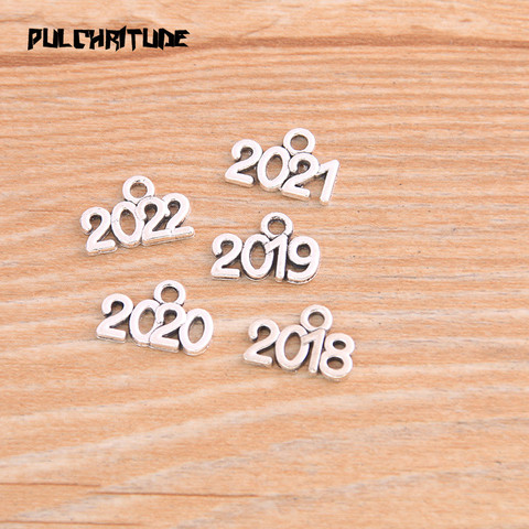 60PCS 10*14mm Metal Alloy Two Color Years Charms 2022 2023 Pendant For Jewelry Making DIY Handmade Craft ► Photo 1/6