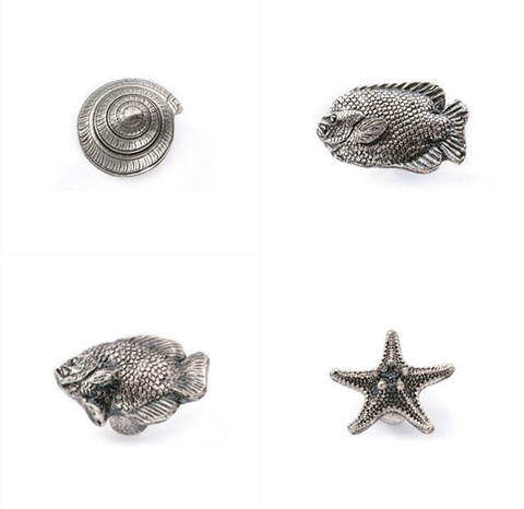 LCH Nordic Style Fish Shell Snail Starfish Creative Vintage Lead-Zinc Alloy Cabinet Handle Drawer Pull Matte Silver Vintage Knob ► Photo 1/4