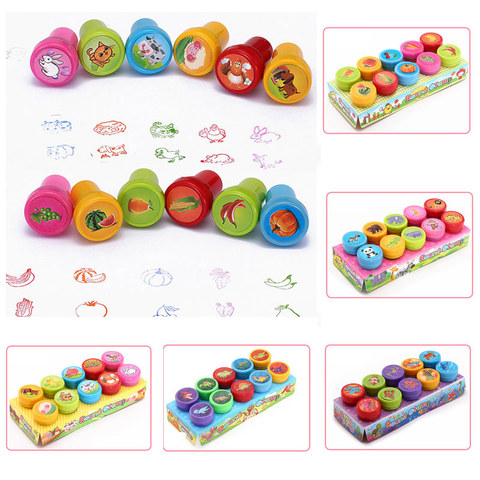 Round Multicolor Fun 10 Pcs Cute Panda Child DIY Scrapbook Kids Stamp Cartoon Rubber Stamps Scrapbooking Reward Toy ► Photo 1/6