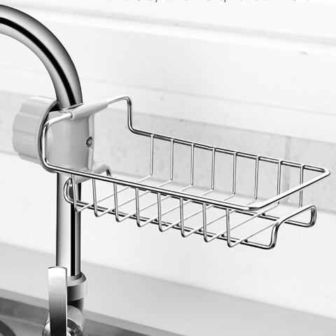 Stainless Steel Faucet Rack Kitchen Storage Shelf Sponge Dish Cloth Finishing Rack Drain Rack Pool Rag Storage Drain Dry Rack ► Photo 1/6