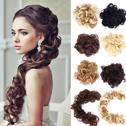 LUPU Synthetic Hair Bun Messy Chignon WIth Rubber Band Updo Donut Roller Scrunchie Hair Pieces For Women High Temperture Fiber ► Photo 1/6