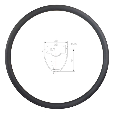 650B MTB XC 30mm clincher tubeless carbon rim 30mm deep UD 3K 12K matte glossy 24H 28H 32H 27.5er gravel mountain bike wheel ► Photo 1/6