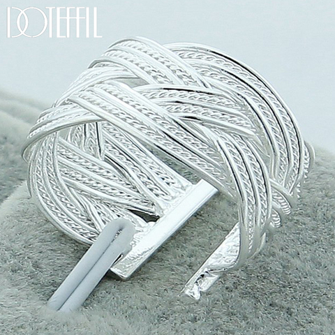 DOTEFFIL 925 Sterling Silver Cross Weave Open Ring For Women Wedding Engagement Party Fashion Charm Jewelry ► Photo 1/5