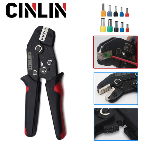 Tube Terminals Bootlace Crimping pliers 0.14-16mm Rugged Crimp Dies Set Ratcheting Wire Crimping Tool Terminals Electrical VE TE ► Photo 1/6