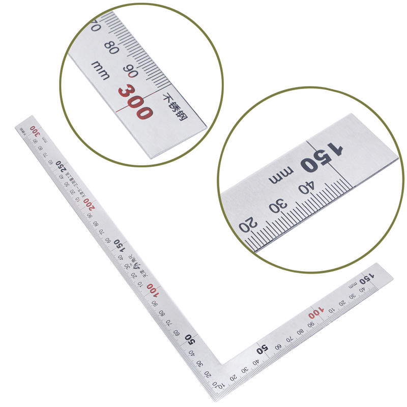Stainless Steel L-Square Angle Ruler Woodworking Measuring Tool 25/30/50/60cm SP 