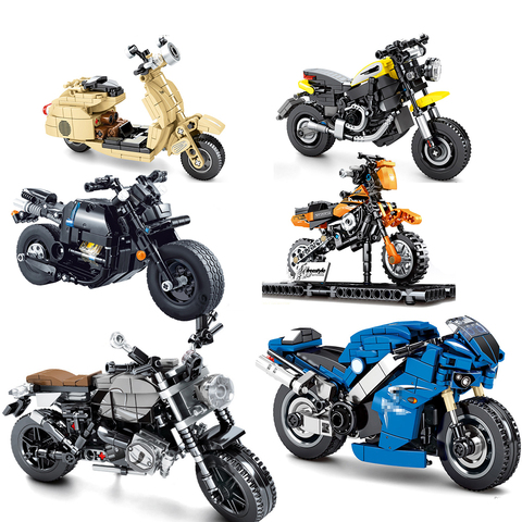 New Motor sets Motorcycle Technic Racing Off Road Vehicle model Building Blocks bricks Speed Champions Sports City Motorbike ► Photo 1/6